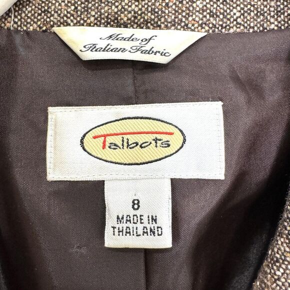 Talbots Blazer Womens 8 Wool Silk Blend Italian Fabric Tweed Jacket Classic - Picture 3 of 7